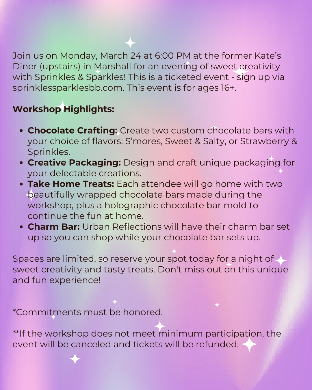 Holographic Chocolate Bar Workshop - IN PERSON ONLY - March